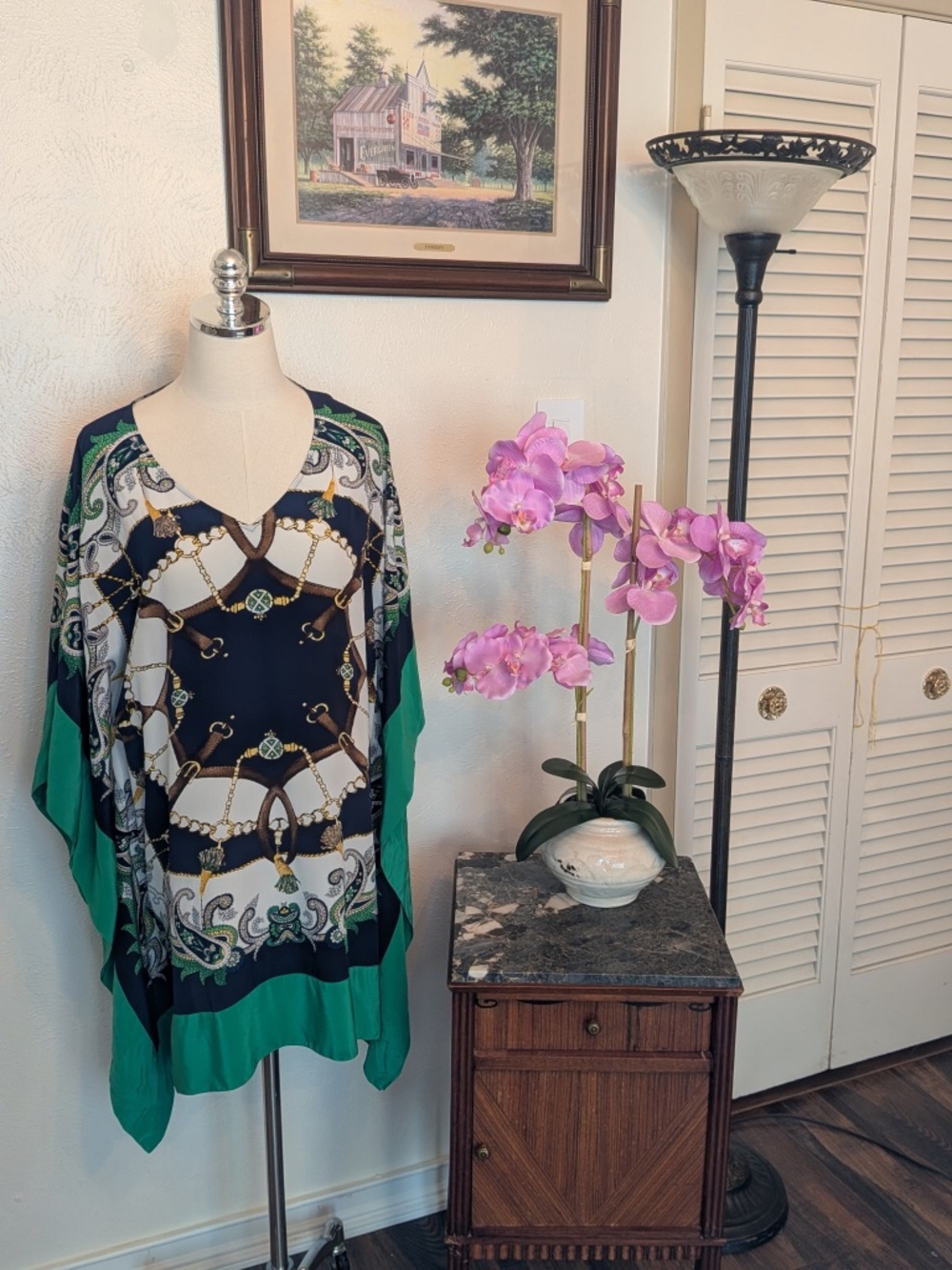 Black Label Chico's Multicolored Poncho or Kaftan Top M/L